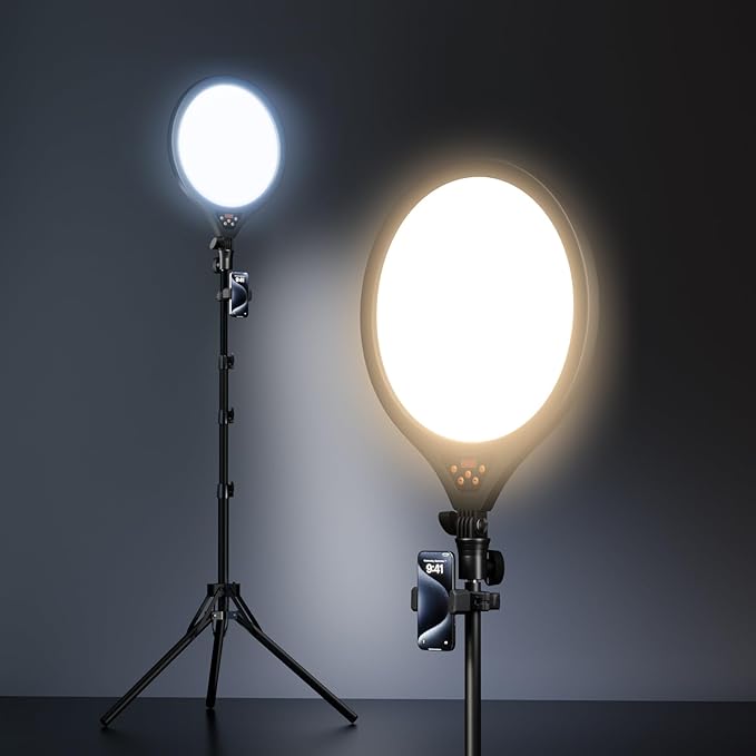 Ring Light Tripod for iPhone, 14" Selfie Ring Light with 63" Tripod Stand and Phone Holder, Professional LED Ringlight for Video Recording, Streaming, Photography, Makeup, Barber, YouTube, TikTok