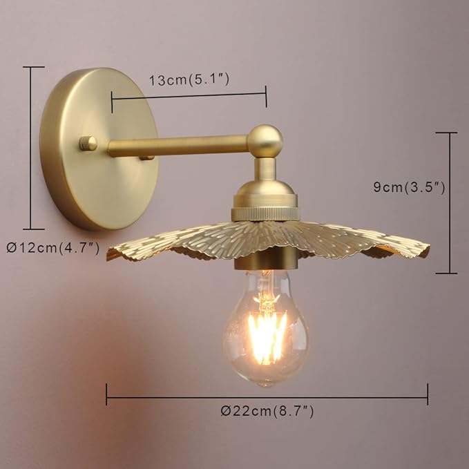 Pathson Set of 2 Metal Wall Sconce Brass Finished, Split Flower Design Wall Lamp Fixture, Home Decor Art Wall Light Hardwired Farmhouse Lighting for Living Room Hallway Bedside