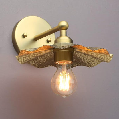 Pathson Set of 2 Metal Wall Sconce Brass Finished, Split Flower Design Wall Lamp Fixture, Home Decor Art Wall Light Hardwired Farmhouse Lighting for Living Room Hallway Bedside