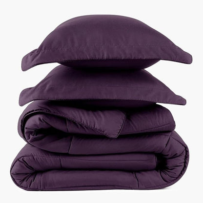 PeachSkinSheets Night Sweats: The Original 1500TC Soft Super Queen Oversized Comforter Set Eggplant