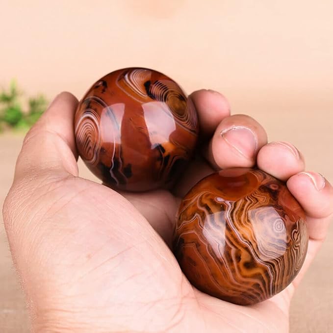 4pcs Natural Silk Agate Banded Ball Quartz Crystal Sphere Tumbled Gems Stone Dia.35MM(1.38inch)