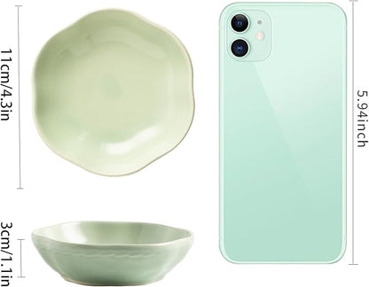 Ceramic Ring Dish Flower Jewelry Holder Dish Cute Jewelry Dish Tray Trinket Dish Small Decorative Tray Key Bowl Room Decor Aesthetic for Mom Best Friend Sister (Green)