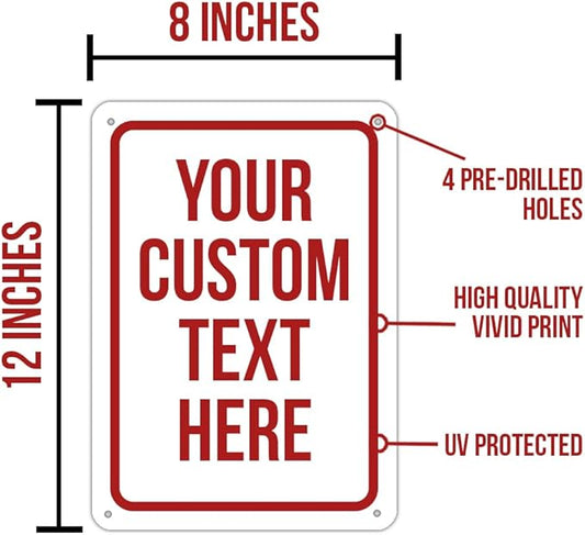 Custom Sign, Personalized Signs for Office, Business, Workplace, Warehouse, Airbnb, Warning Label, Delivery Red Border Signs, 8 x 12 Inches, Rust Free PVC, Waterproof, Hazard Information, Made in USA (Multi-color, 8 x 12")