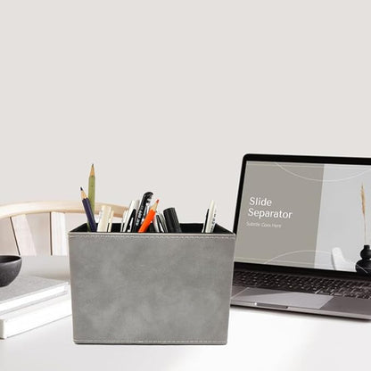 Pen Pencil Holder Cup Container Leather Desk Organizer Stand Decor Brush Scissor Holder Decoration Office Desk Home School