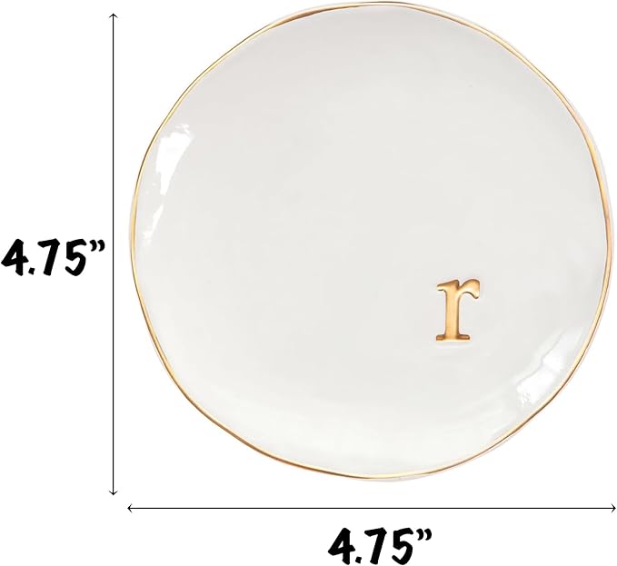 COLLECTIVE HOME - Ceramic Jewelry Tray, Decorative Trinket Dish for Rings Earrings Necklaces Bracelet Watch Keys, Birthday Mother's Day Christmas Gift for Women, 4.75", Glossy (r)