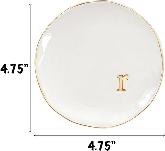 COLLECTIVE HOME - Ceramic Jewelry Tray, Decorative Trinket Dish for Rings Earrings Necklaces Bracelet Watch Keys, Birthday Mother's Day Christmas Gift for Women, 4.75", Glossy (r)