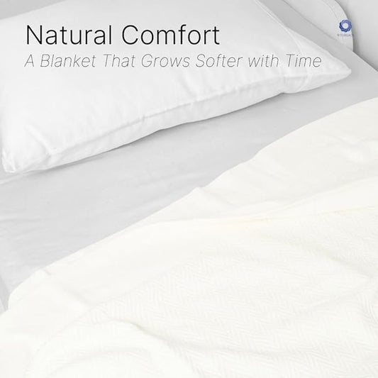 100% Cotton Herringbone Weave Blankets, 90" X 90" Queen, Throw Blanket for Bed, All Season Cotton Blanket, Cozy Blanket,Throws & Bed Blanket, Throw Blanket for Couch, Modern Home Decor -Tusk