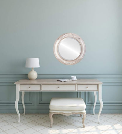 OVALCREST Round Beveled Wall Mirror for Home Decor - Florence Style - Taupe - 18x18 Outside Dimensions