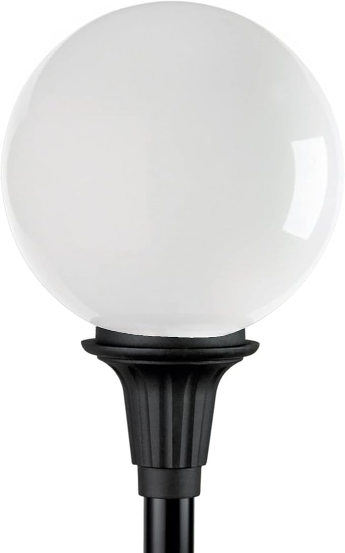 KASTLITE Premium Lamp Post Globe Combo Lighting Fixture | 16" White Lens with Black Aluminum Heavy Duty Fitter for 3" Diameter Posts (Post Not Included) | Comes with Adjustable LED Bulb
