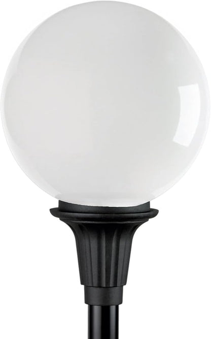 KASTLITE Premium Lamp Post Globe Combo Lighting Fixture | 16" White Lens with Black Aluminum Heavy Duty Fitter for 3" Diameter Posts (Post Not Included) | Comes with Adjustable LED Bulb