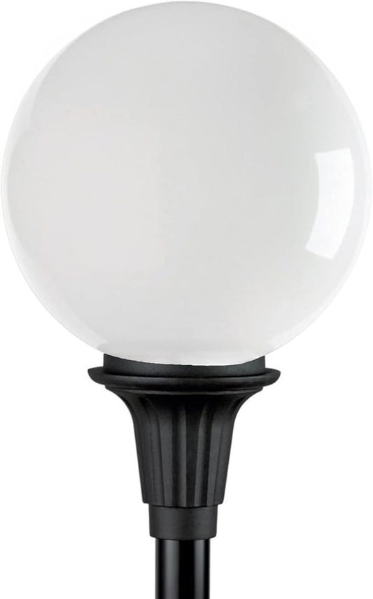 KASTLITE Premium Lamp Post Globe Combo Lighting Fixture | 16" White Lens with Black Aluminum Heavy Duty Fitter for 3" Diameter Posts (Post Not Included) | Comes with Adjustable LED Bulb
