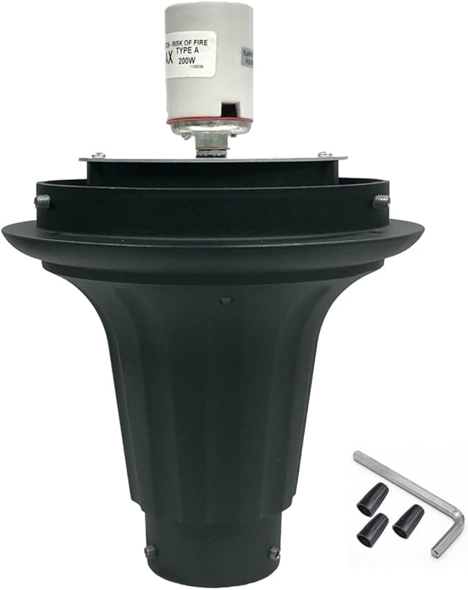 KASTLITE Premium Lamp Post Globe Combo Lighting Fixture | 16" Smoke Lens with Black Aluminum Heavy Duty Fitter for 3" Diameter Posts (Post Not Included) | Comes with Adjustable LED Bulb