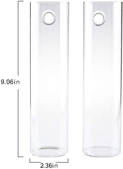 Kingbuy Wall-Mounted Plant Terrarium Propagation Station - 2 Cylinder Hanging Glass Tubes Planter for Hydroponic Plants, Indoor Wall Vases & Decorative Plant Holder Bathroom Office Living Room Decor