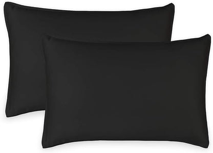Queen Pillowcases by Pure Bamboo, Genuine 100% Organic Viscose Derived from Bamboo, Luxuriously Soft & Cooling, Double Stitching, Envelope Closure (2 Queen Pillowcases, Black)