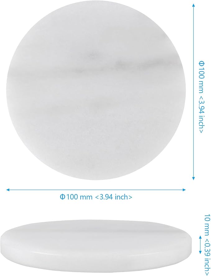 Natural White Marble Coasters Set of 8,4 Inch Round Drink Coasters with Non-Slip Feet,Heat Resistant Coaster for Home Decor and Coffee Table