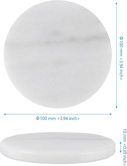 Natural White Marble Coasters Set of 8,4 Inch Round Drink Coasters with Non-Slip Feet,Heat Resistant Coaster for Home Decor and Coffee Table
