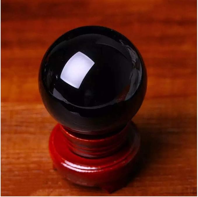Natural Black Obsidian Healing Crystal Gemstone Sphere Ball for Reiki Balancing Meditation Energy Home and Office Decoration 50mm 200grams (5cm, Obisdian)