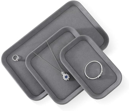 Jewelry Display,Yinbeini Microfiber Valet Tray,Luxury Jewelry Drawer Organizer,Premium Flat Tray,Grey Jewelry Tray