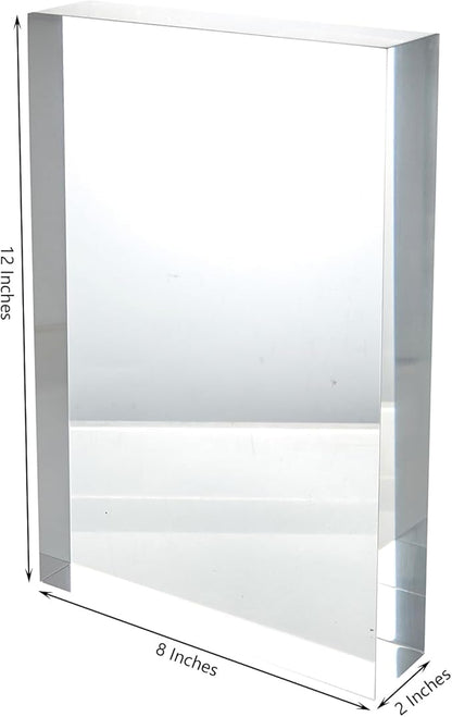 CiaoHER 2in Thickness Solid Acrylic Cube Display Block Clear Polished Pedestal Stand Riser Solid Base 2" x 8" x 12", 1 Pack