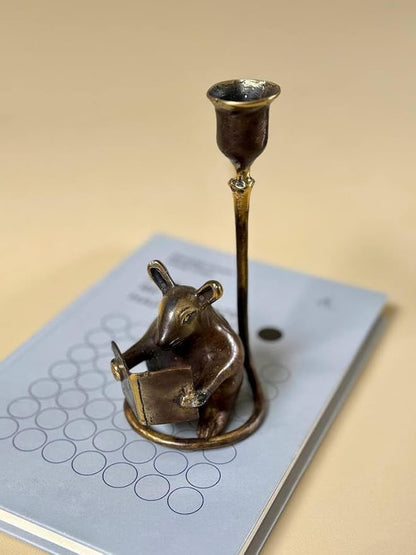 Vintage Brass Mouse Candleholder Antique Patina Taper Candle Holder mice Antique Home Decor Gift for Friend