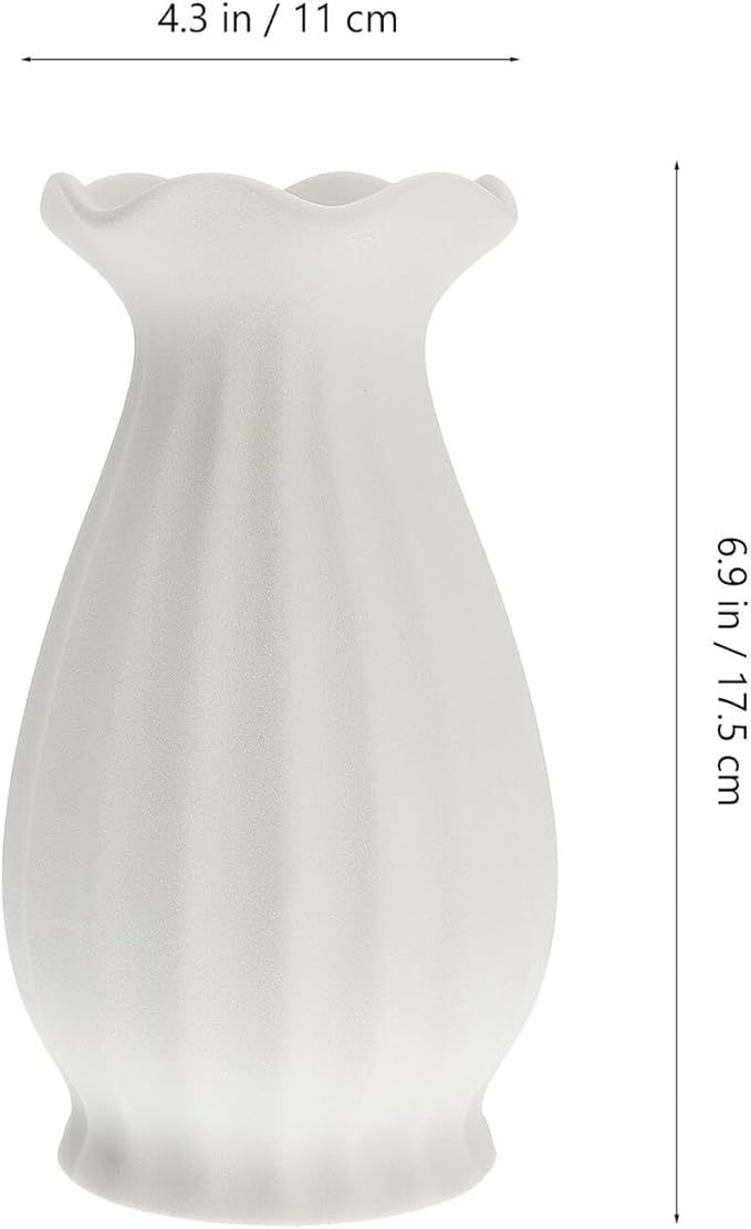 Ceramic Flower Vase White Matte Finish Modern Minimalist Decorative Container for Indoor Fresh Silk Flowers Home Office Tabletop Centerpiece