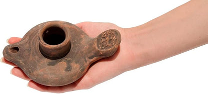 Herodian Cross Oil Lamp Replica – Authentic Biblical Terracotta Lamp from The Time of Jesus – Handmade Holy Land Artifact Gift