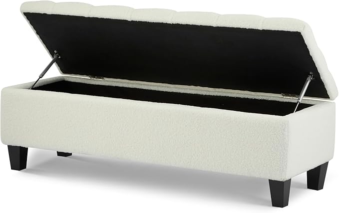 Ottoman Bench with Storage, Beige