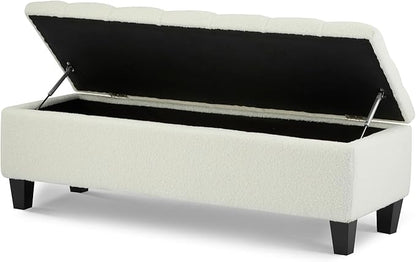 Ottoman Bench with Storage, Beige