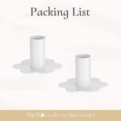 Candlestick Holders Taper Candle Holders: 2Pcs White Candle Holder for Table White Candlestick Holders Candle Sticks Holder Decor Home Flower Candle Holder Wedding Cute Small Candle Holders