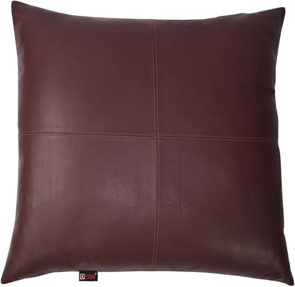 D DOLLY LAMB Lambskin Leather Pillow Cover - Sofa Cushion Case - Decorative Throw Covers for Living Room & Bedroom, 14x14 Inches - Dark Brown Plain Pack of 2
