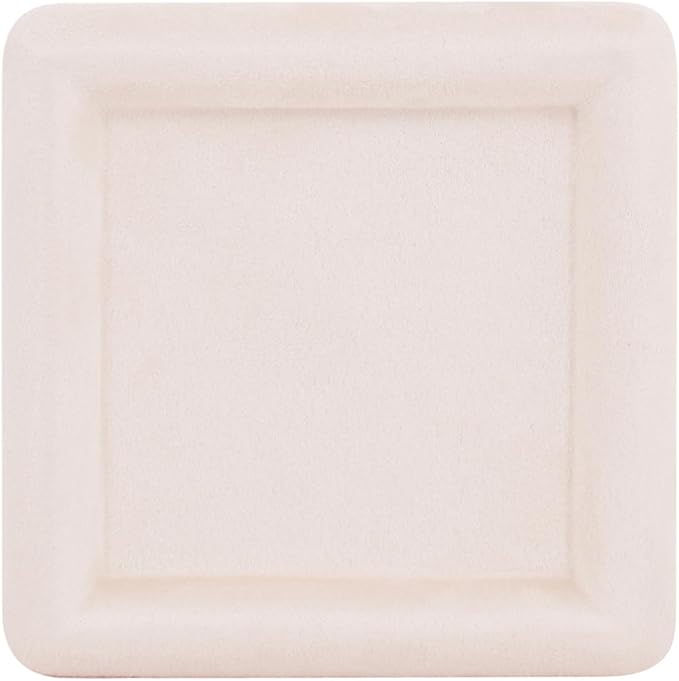 Black Velvet Jewelry Display Tray, Luxury Velvet Ring Holder Showcase for Necklaces Earrings, Jewelry Store Display and Ecommerce Photography Prop, 4.72x4.72 Inches (Beige)