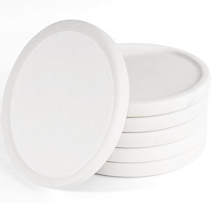 White Marble Coasters Raised Edges- Designer Drink Coasters - Large Coasters for Coffee Table, Kitchen, Bar, Dinning - Generous 4" Wide Set of (6)