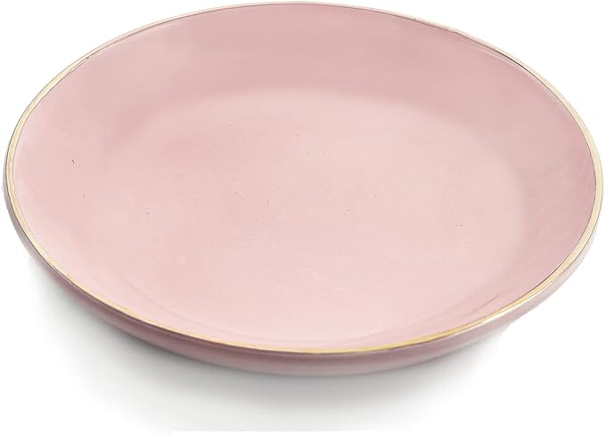 HANKOR 4.75" Ceramic Jewelry Tray, Small Ring Dish Holder Trinket Tray, Catch All Trays for Ring Earring Necklace Key, Christmas Gifts for Women Girls, Pink