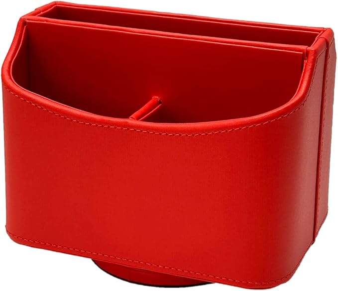 UnionBasic Rotating Desk Organizer, 360 Degree Desk Spinning Caddy, Desktop TV Guide/Mail/Media/Remote Controller Holder Organizer, Red