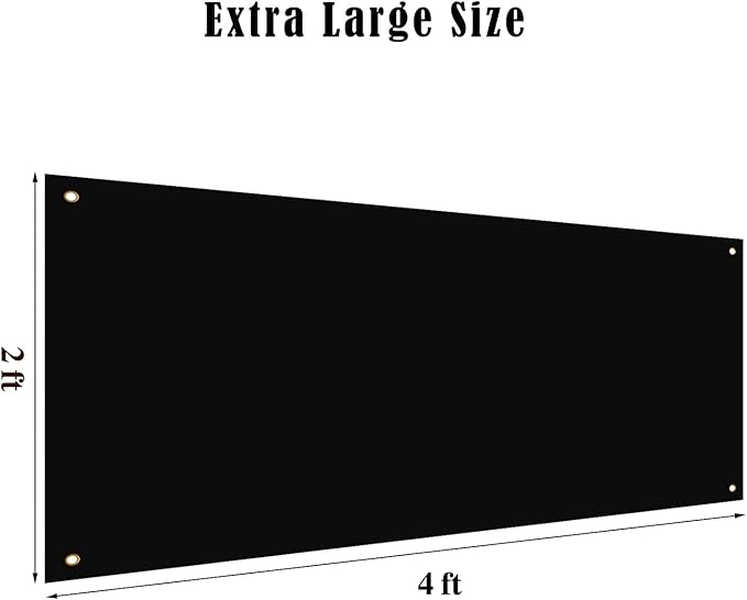2 Pieces Large Banners Signs Polyester Oxford Cloth Sublimation Banner with Rope for Indoor Wall Outdoor Easy Hang Sign DIY Banner Sign for Business Office Supply (Black,2 x 4 Feet)