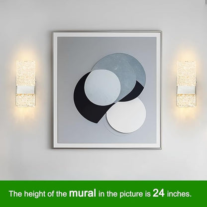 Modern Brushed Nickel Battery Operated Wall Sconces Set of 2 - Rechargeable LED Wall Sconce Lighting with Acrylic Shade, Wireless Bedroom/Living Room Art Deco Light Fixtures