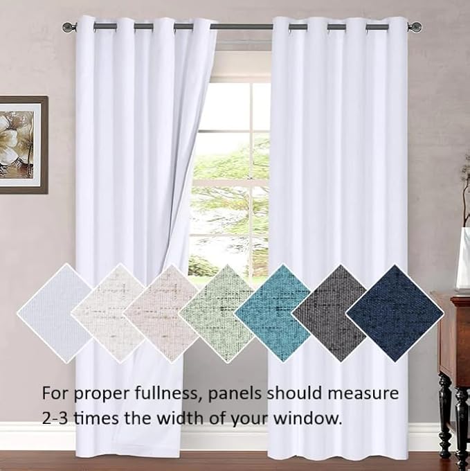 H.VERSAILTEX Linen Curtains Flax Linen Blended Curtain Panels for Living Room/Bedroom Semi Sheer Privacy Curtains 84 inch Length 2 Panels Set Nickel Grommet Window Drapes (52" W x 84" L, Taupe)