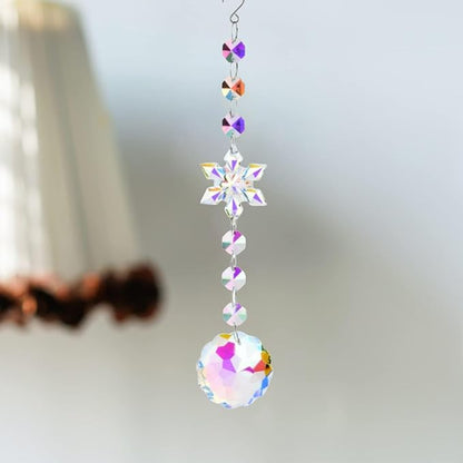 Christmas Tree Decoration Snowflake Crystal Ornaments Suncatcher Hanging Sun Catcher with Chain Pendant Ornament for Window Home Garden Christmas Party Wedding Decoration (Snowflake-A)