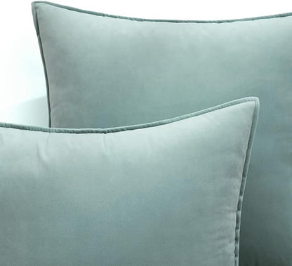 MIULEE Blue Grey Decorative Velvet Throw Pillow Covers Soft Pillow Covers Soild Square Cushion Case for Sofa Bedroom 18x18 Inch 45x45 cm
