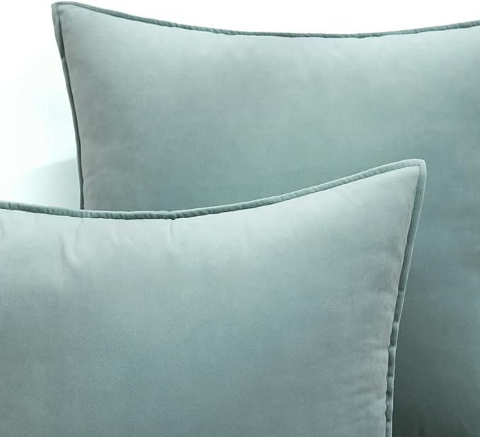 MIULEE Blue Grey Decorative Velvet Throw Pillow Covers Soft Pillow Covers Soild Square Eruo Sham Cushion Case for Sofa Bedroom 24x24 Inch 60x60 cm