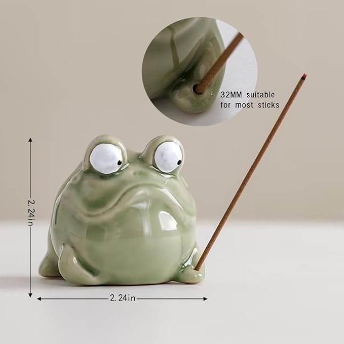 Frog Incense Burner, Incense Holder for Sticks, Ceramic Incense Stick Holder