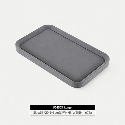 Jewelry Display,Yinbeini Microfiber Valet Tray,Luxury Jewelry Drawer Organizer,Premium Flat Tray,Grey Jewelry Tray