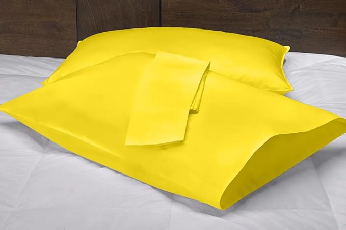Upgrade Your Bedding Experience with The Made of 100% Cotton Pillow Cases 2 Pack King Pillowcases 20" x 40" Size fits King Pillows. Envelope Closure Yellow