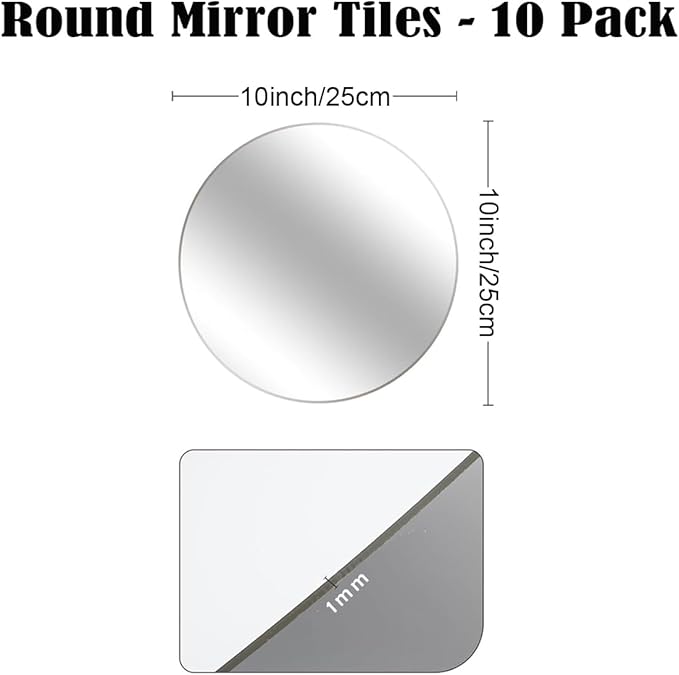 10 Pack Round Mirrors for Centerpieces, 10inch Circle Mirror Centerpieces for Tables, Mirror Tiles for Wall Table Wedding Centerpieces Mirror Plates for Candle Wedding DIY Craft Decorations