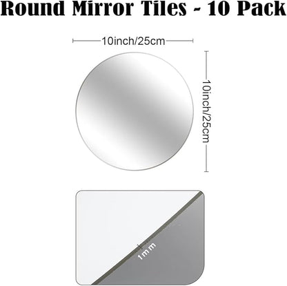 10 Pack Round Mirrors for Centerpieces, 10inch Circle Mirror Centerpieces for Tables, Mirror Tiles for Wall Table Wedding Centerpieces Mirror Plates for Candle Wedding DIY Craft Decorations