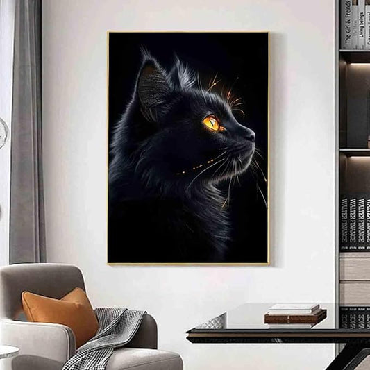 Black Cat Wall Art Dark Cat Painting Gothic Animal Prints Cute Animals Wall Art Animal Portrait Canvas Modern Animals Picture Vintage Dark Academia Living Room Decor 16x24inch No Frame