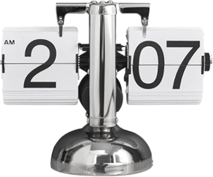 Tyenaza Flip Desk Clock, Digital Flip Down Clock, Retro Minimalist Single Foot Mechanical Auto Flip Clock Desk Clock for Home Livingroom(White)