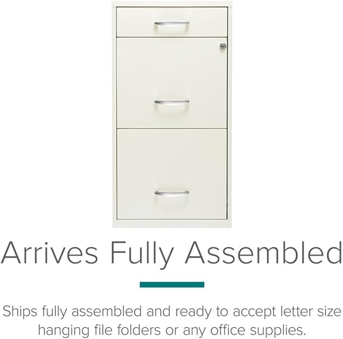 Scranton & Co 3-Drawer Contemporary Metal Filing Cabinet in Pearl White