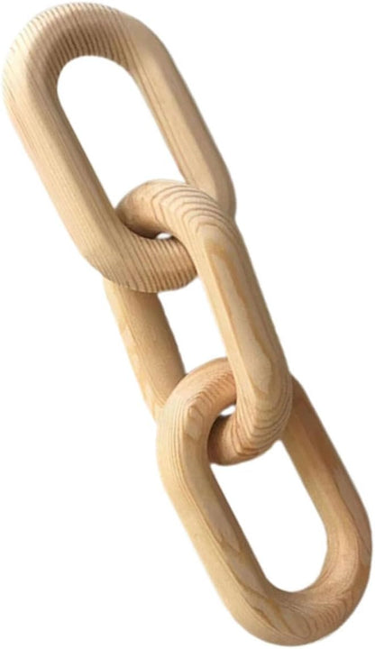 OSALADI Wood Chain Link Decor Aesthetic Wooden 3-Links Chain for Home Art Natural Wood Material for Living Room and Table Decor Rustic Boho Style