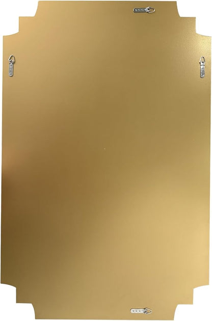 Gold Mirror for Wall, 48" x32" Wooden Framed, Polished Bevelled Rectangle Mirror, Modern Decorative Mirrors for Wall Decor, Irregular Mirror for Living Room, Bathroom, Entryway, Bedroom